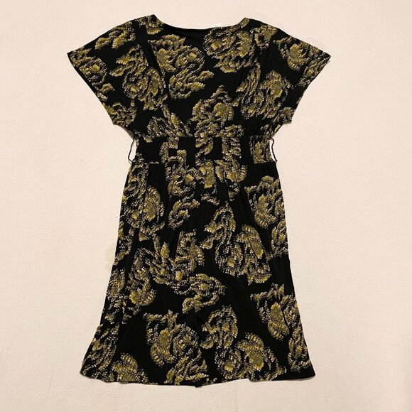 Elle Black Gold Floral Dress Womens Size XS Stretchy Party Dress - Picture 16 of 16